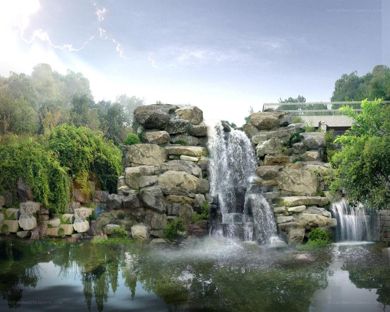 Waterfall in a garden