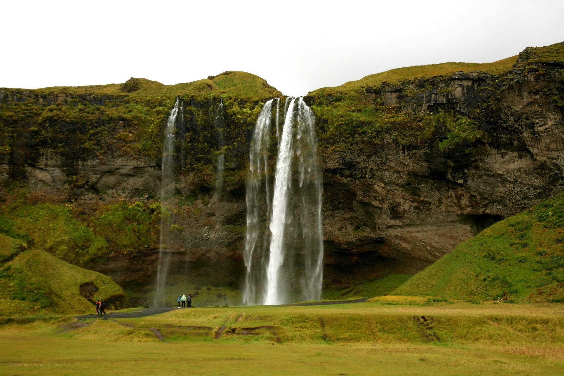 Waterfall in a green landscape