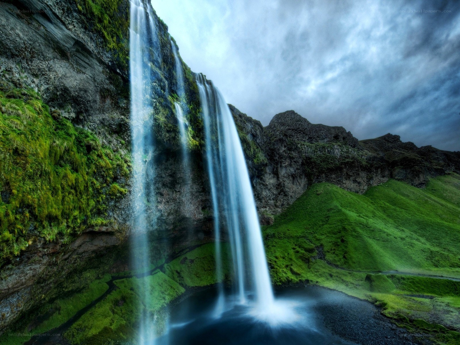 Waterfall in a green valley