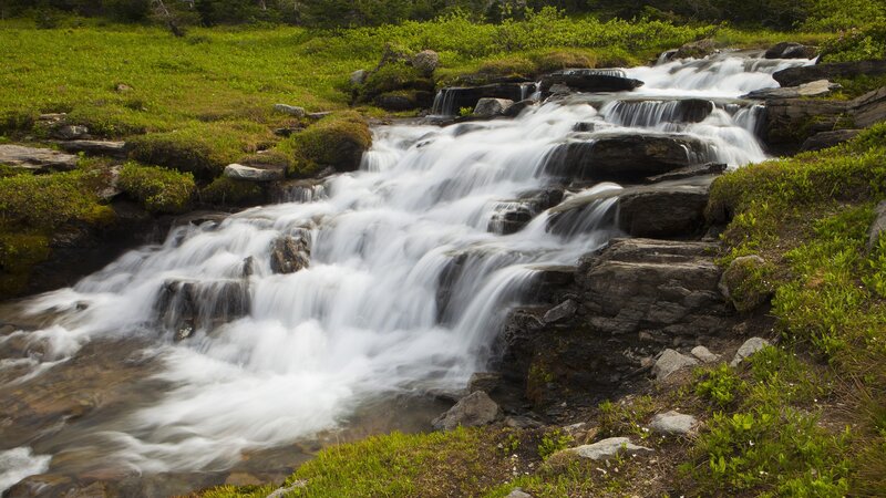 Waterfall in a green valley