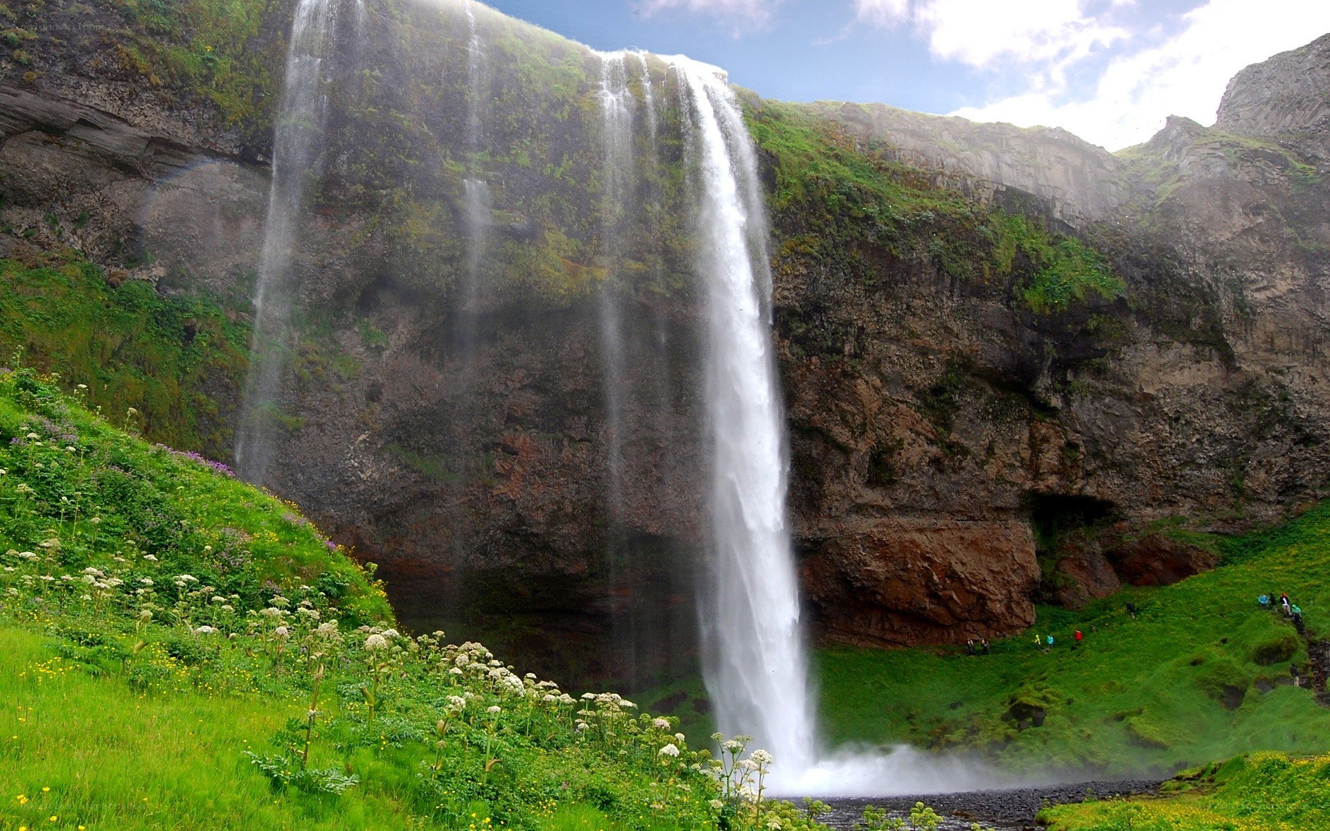 Waterfall in a green valley