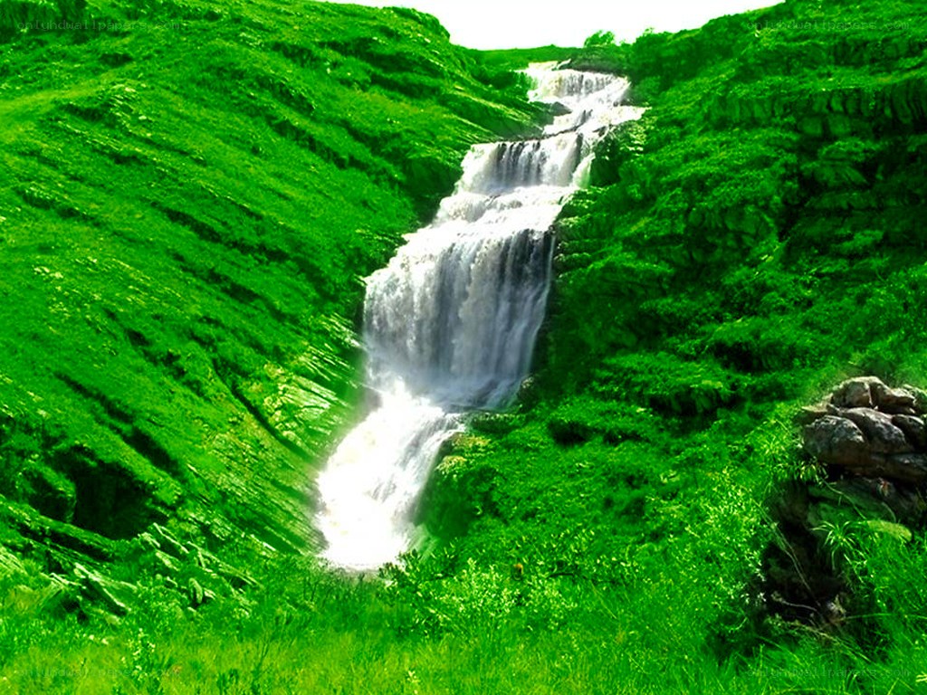 Waterfall in a green valley