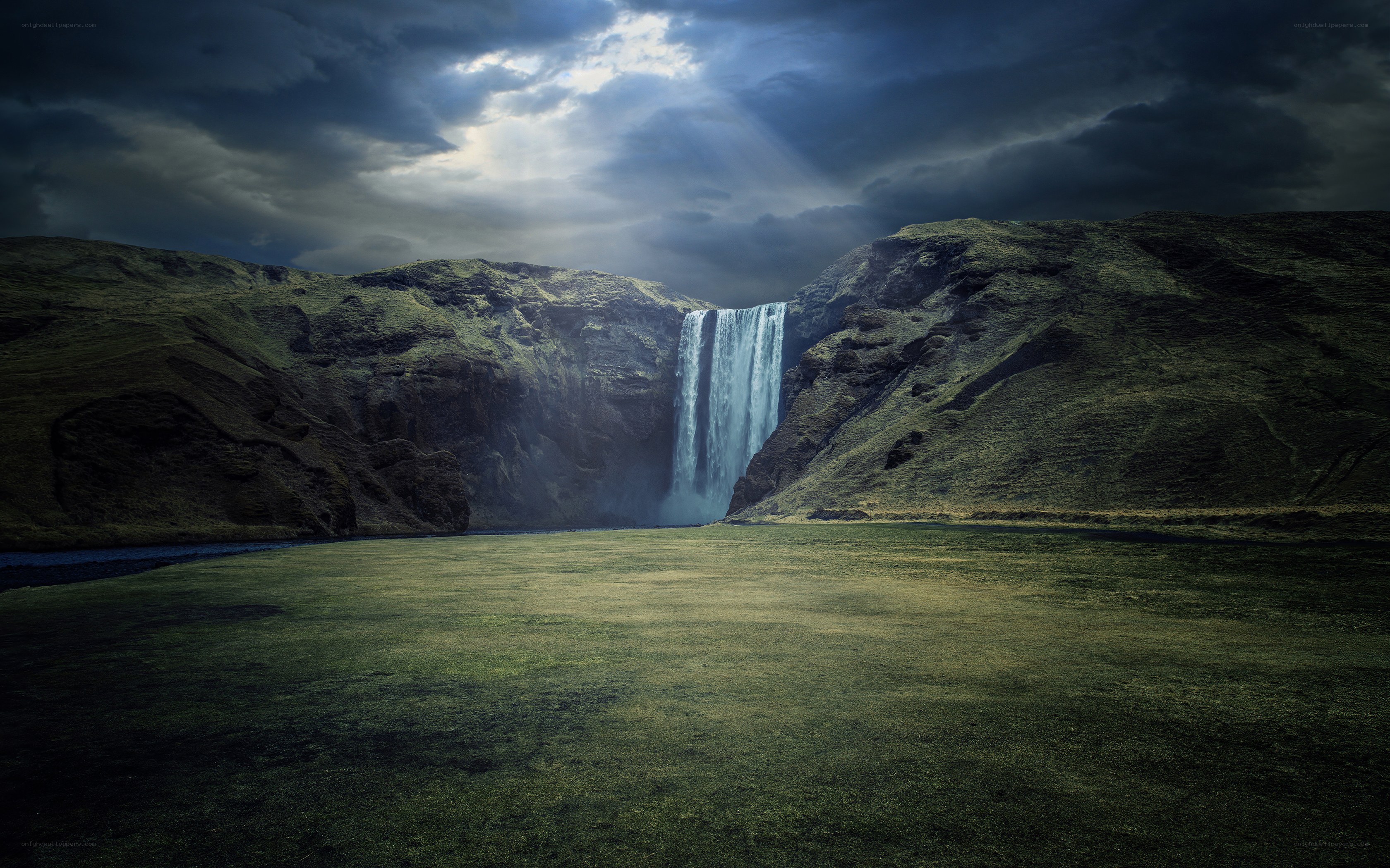 Waterfall in a green valley