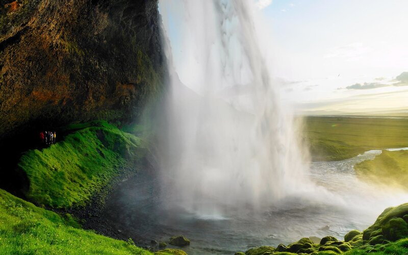 Waterfall in a green valley