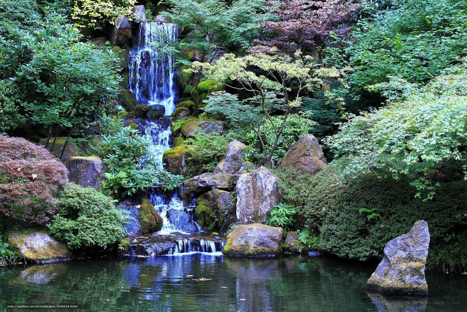Waterfall in a Japanese garden