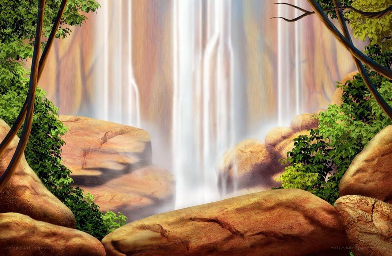 Waterfall in a lush forest
