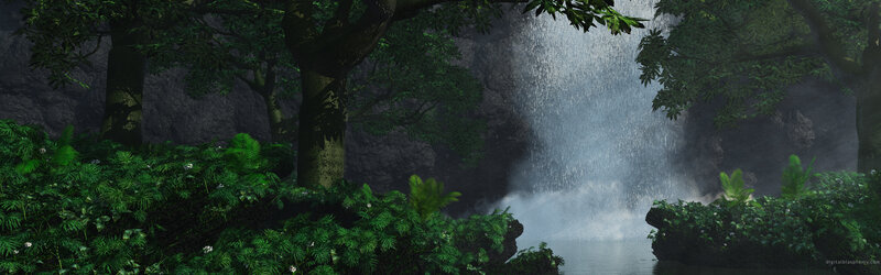 Waterfall in a lush jungle