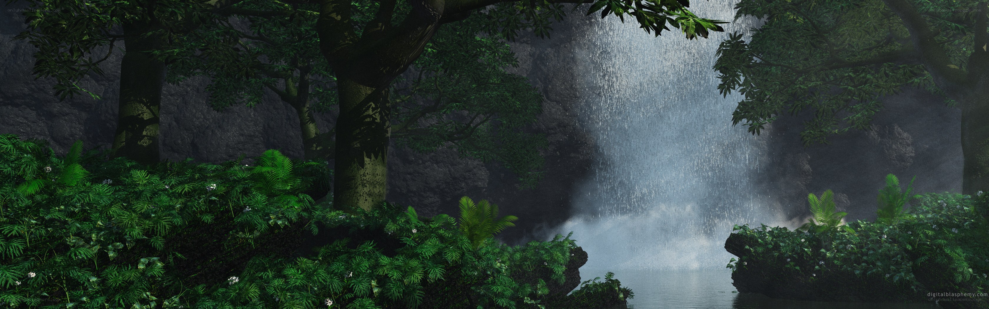 Waterfall in a lush jungle