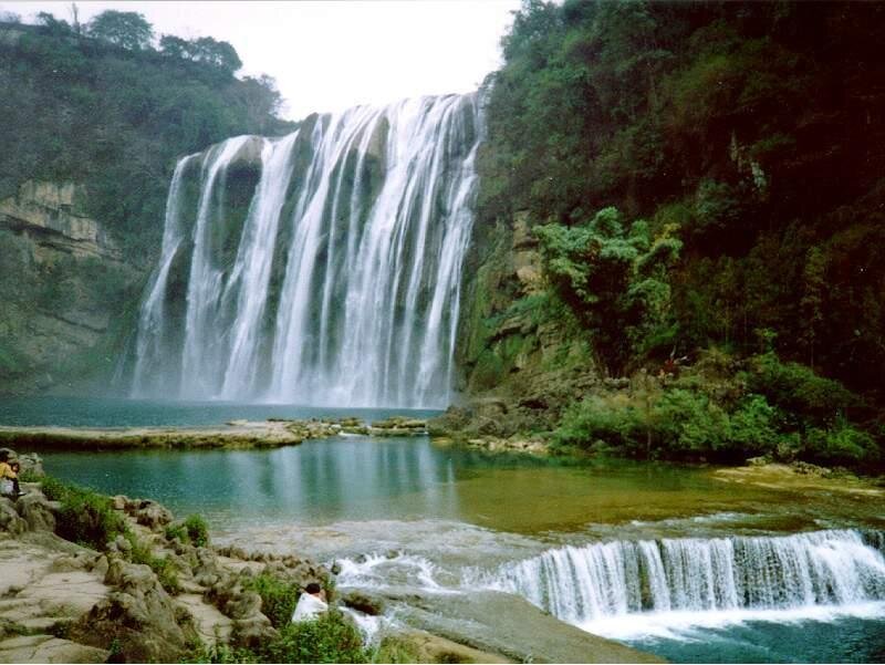 Waterfall in a lush valley