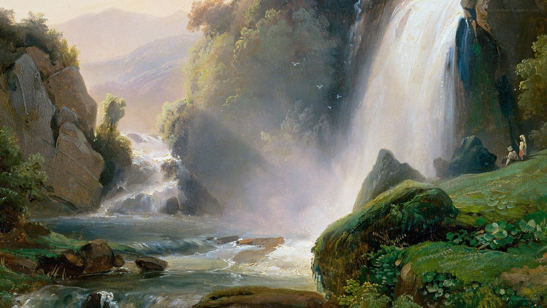 Waterfall in a lush valley