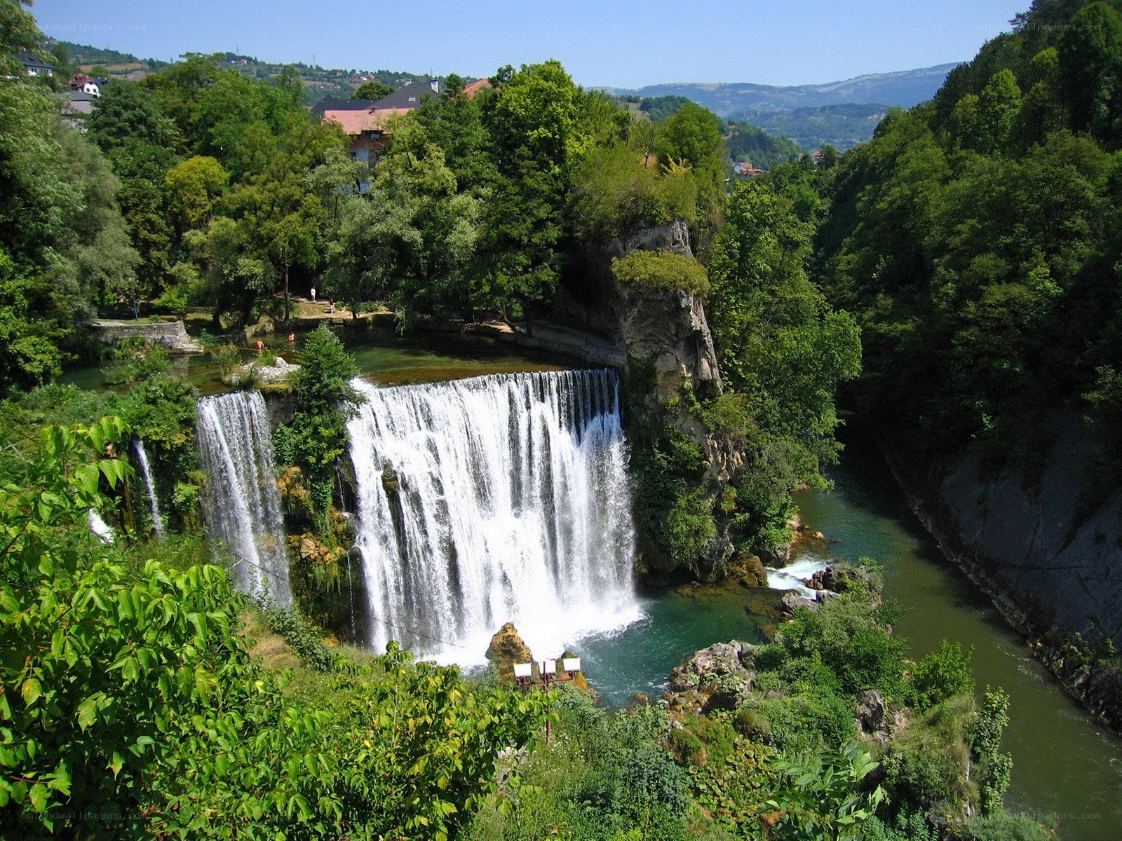Waterfall in a lush valley