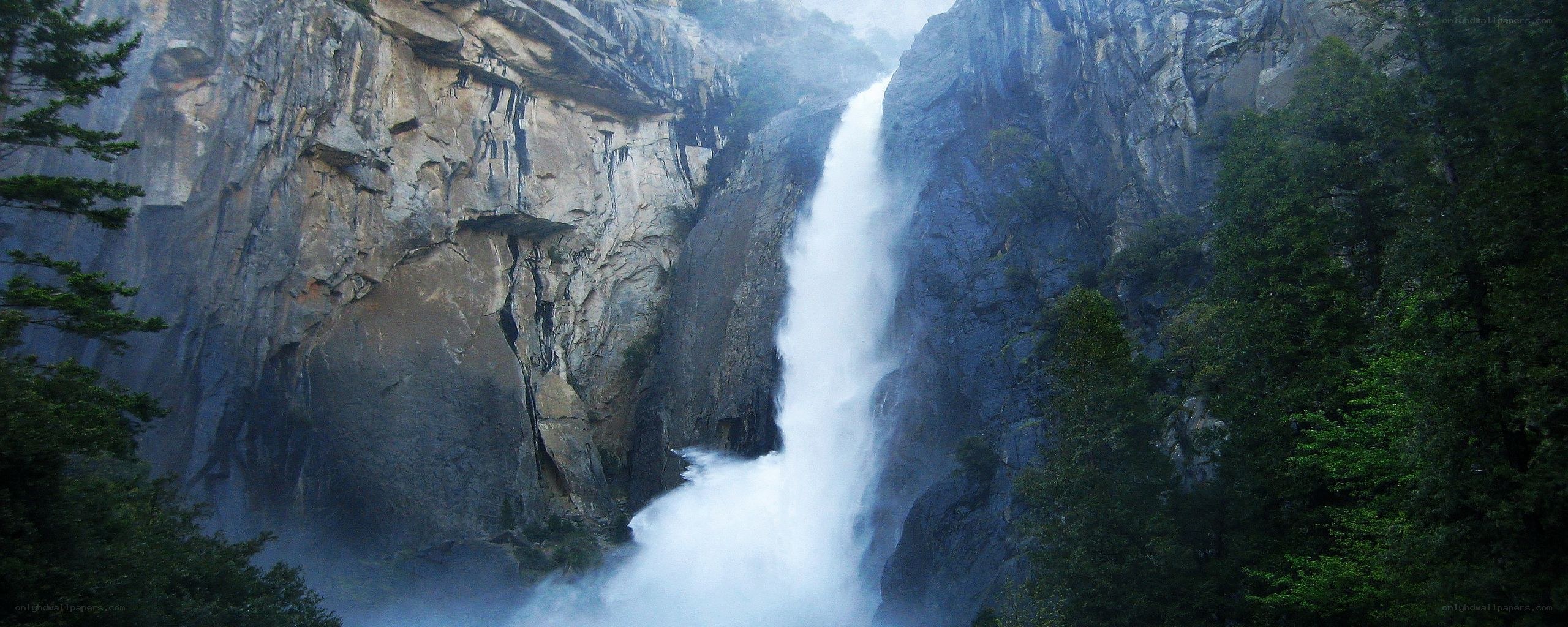 Waterfall in a mountain canyon
