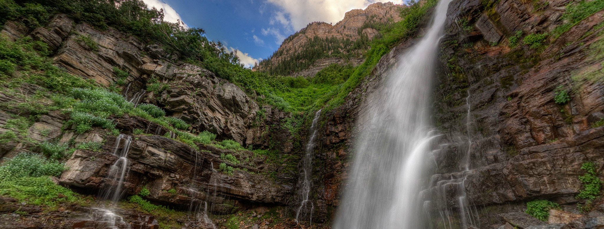 Waterfall in a mountain canyon