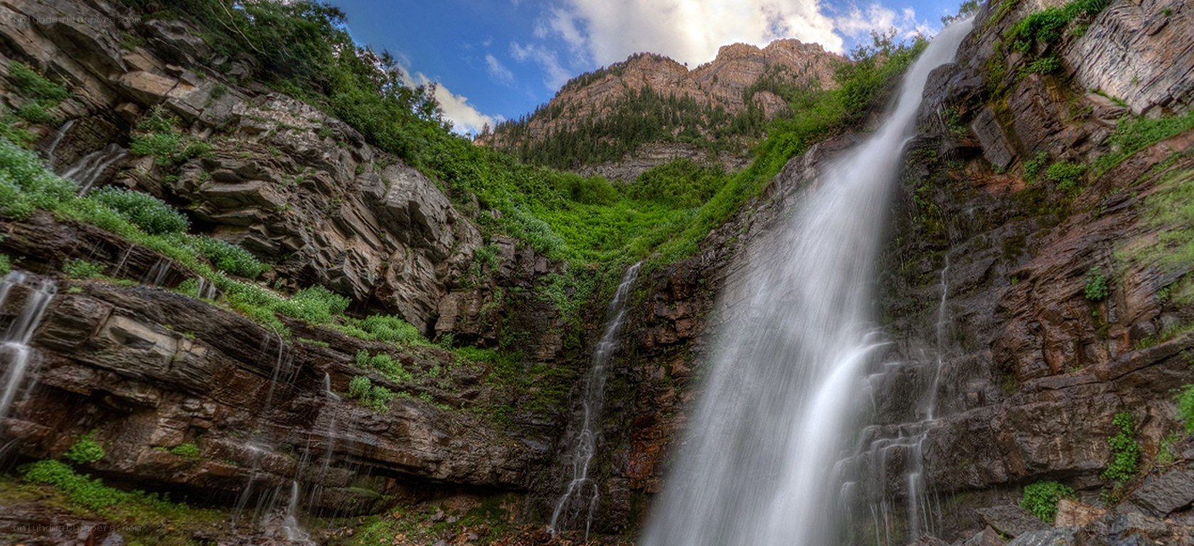 Waterfall in a mountain canyon