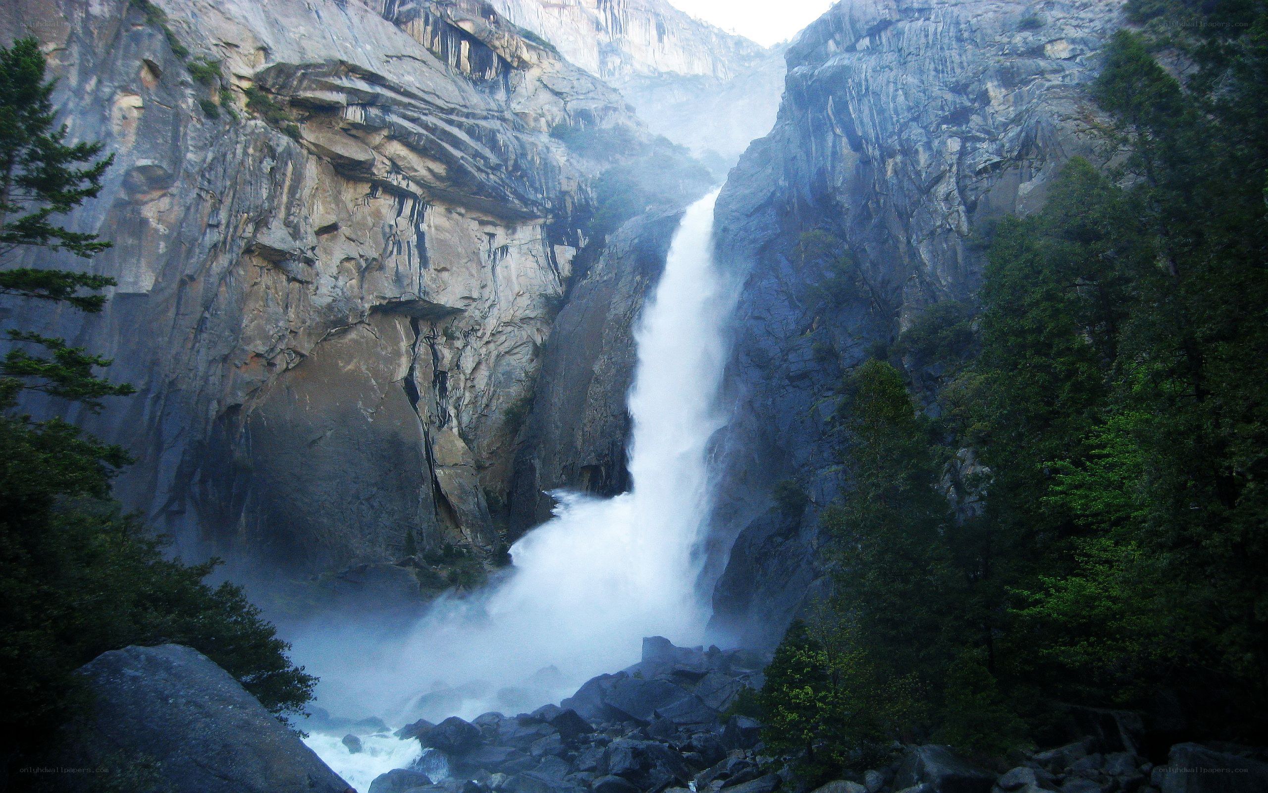 Waterfall in a mountain canyon