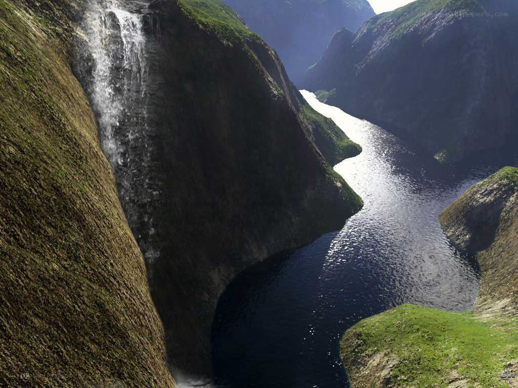 Waterfall in a mountain canyon