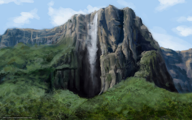 Waterfall in a mountain landscape