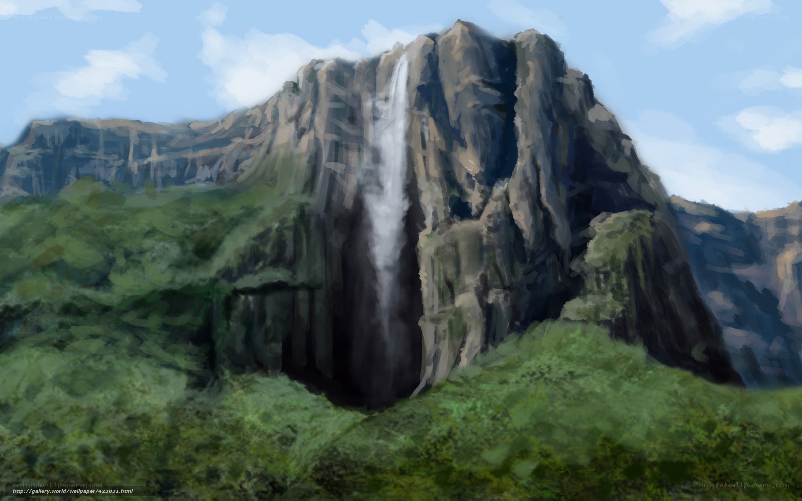 Waterfall in a mountain landscape