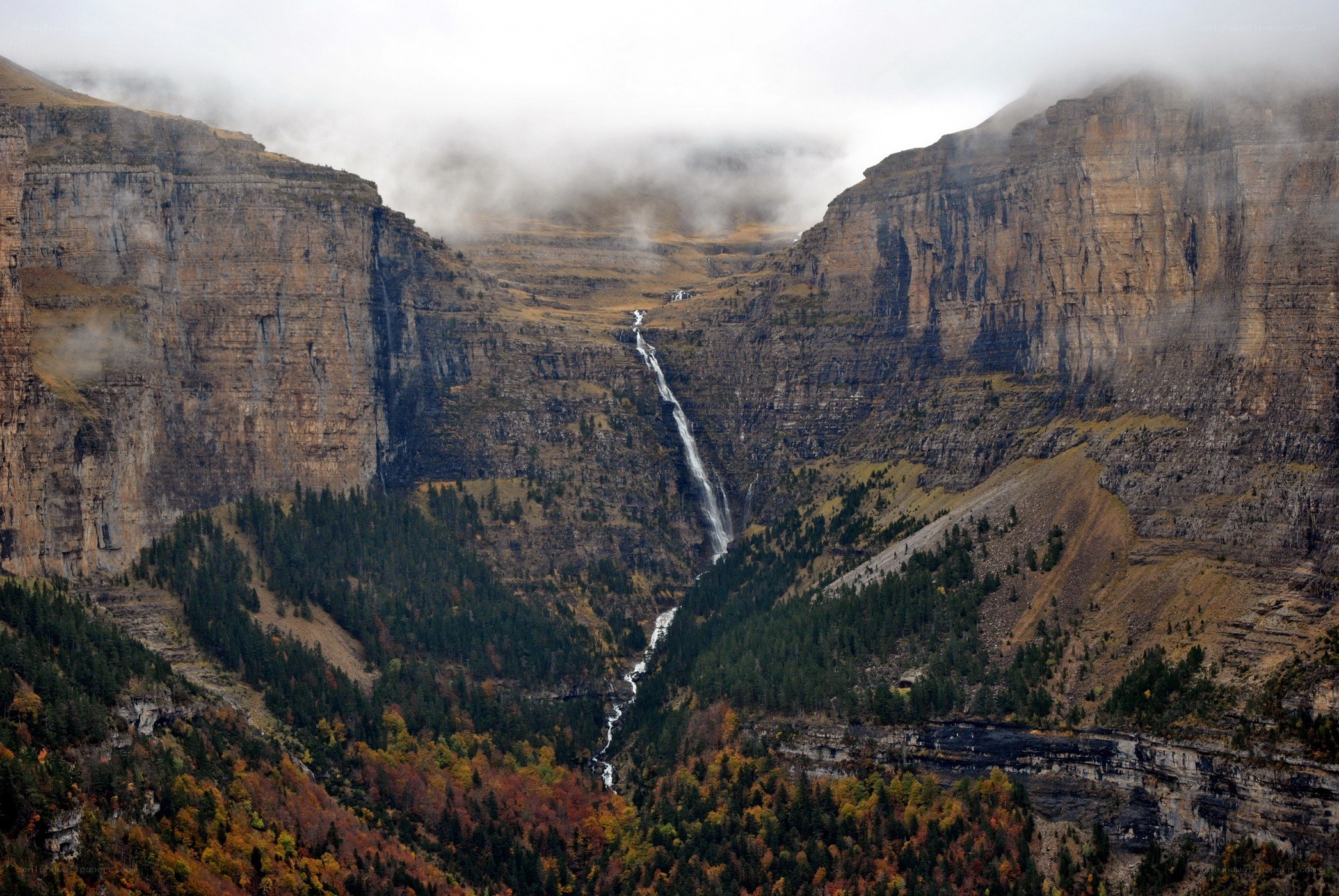 Waterfall in a mountain valley