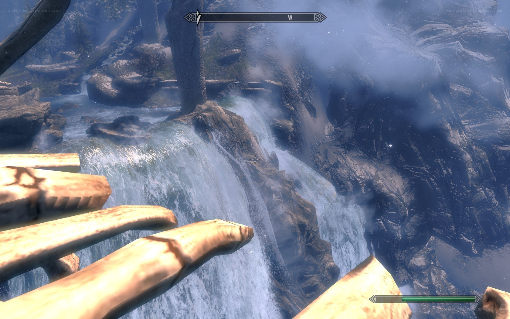 Waterfall in a mountain valley