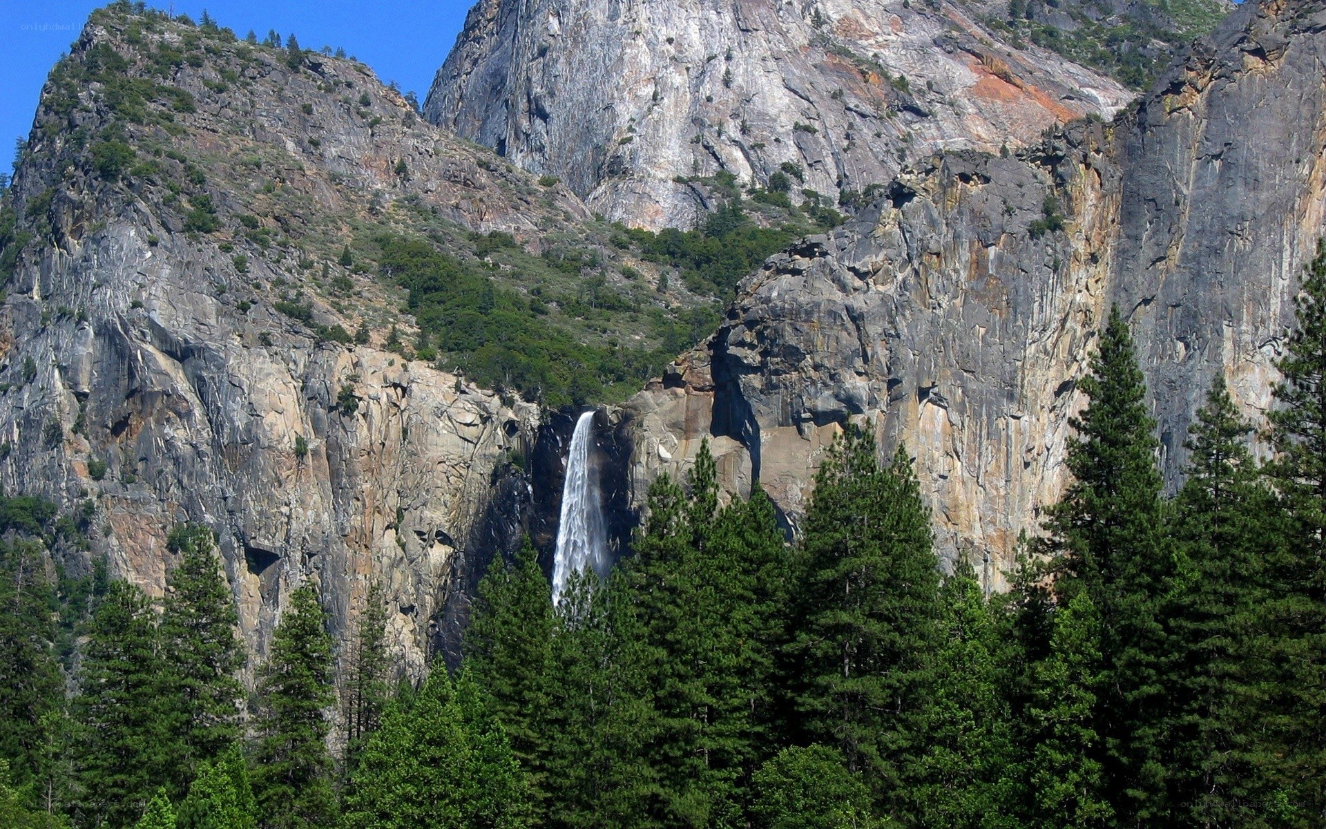 Waterfall in a mountain valley