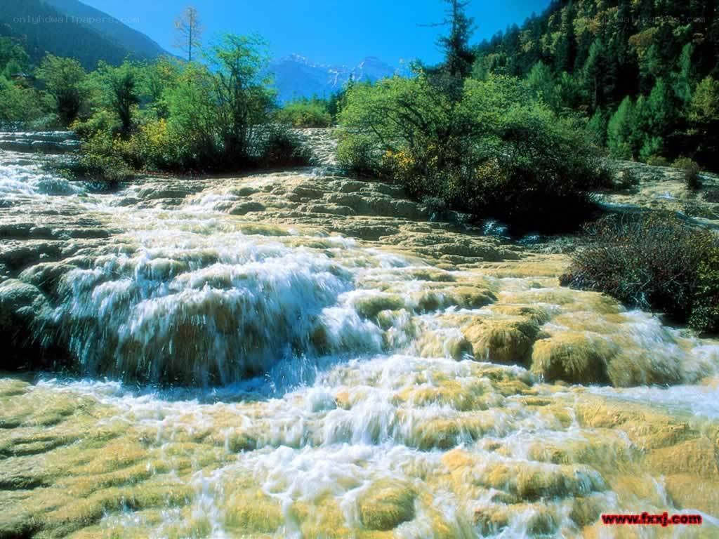 Waterfall in a mountain valley