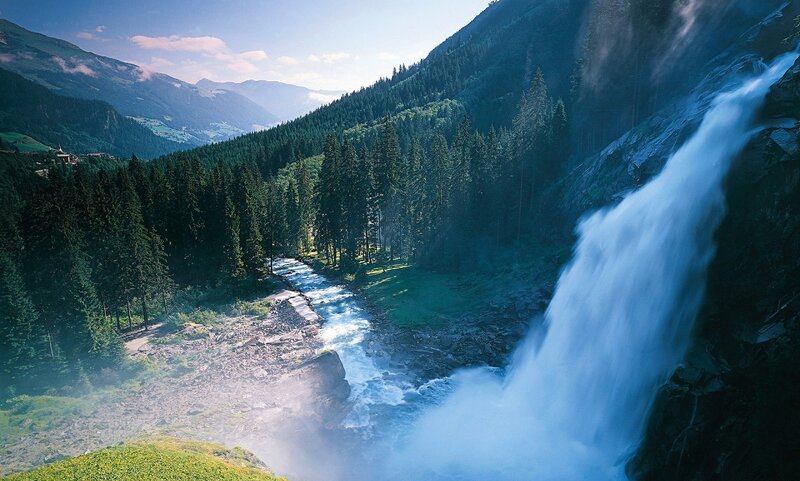 Waterfall in a mountain valley