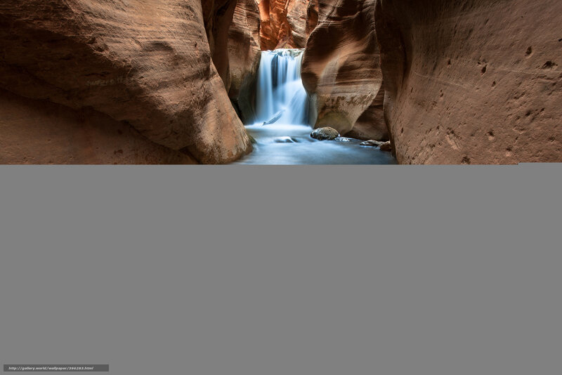 Waterfall in a narrow canyon