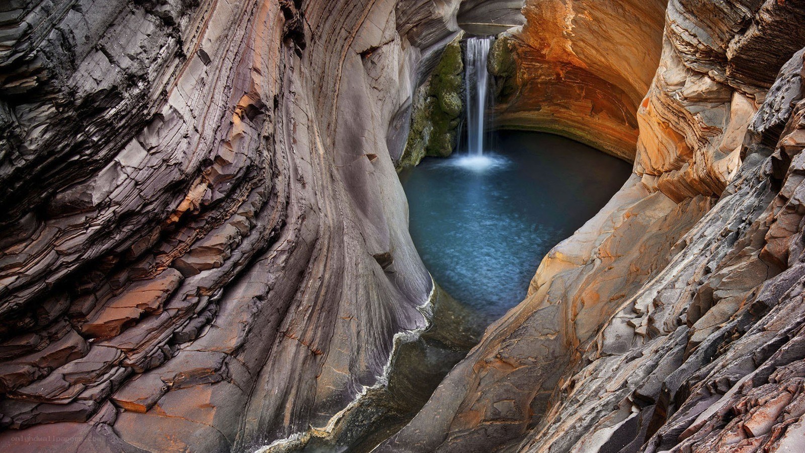 Waterfall in a rock canyon