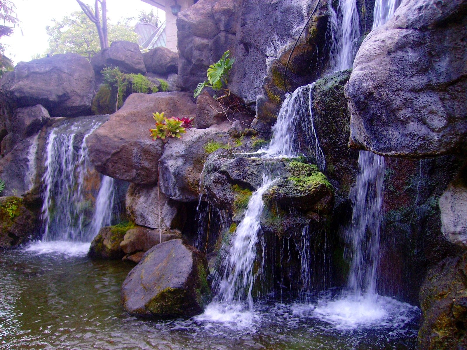Waterfall in a rock garden