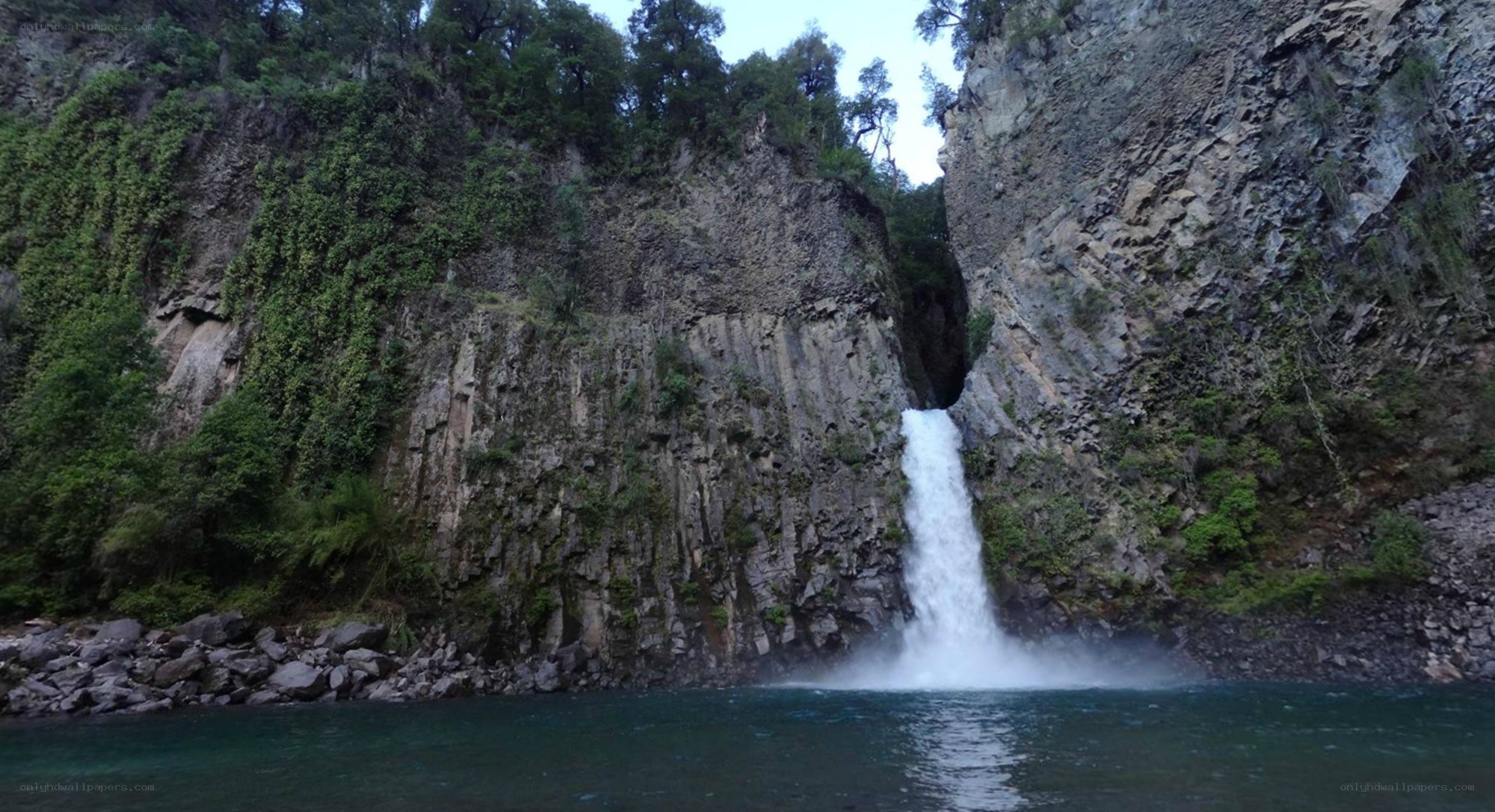 Waterfall in a rocky canyon
