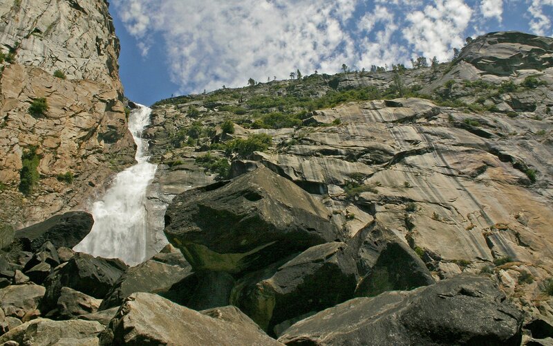 Waterfall in a rocky canyon