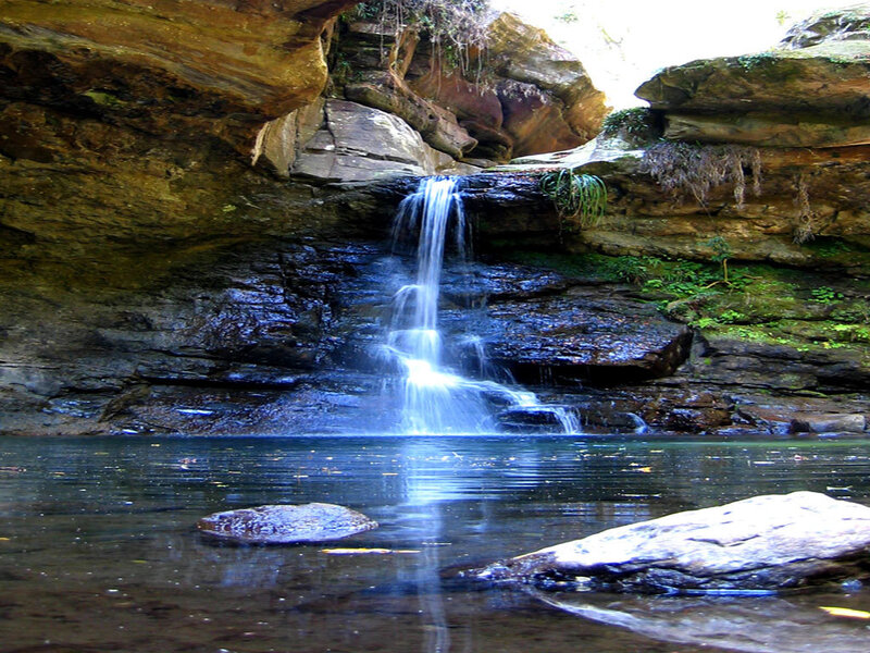Waterfall in a rocky canyon