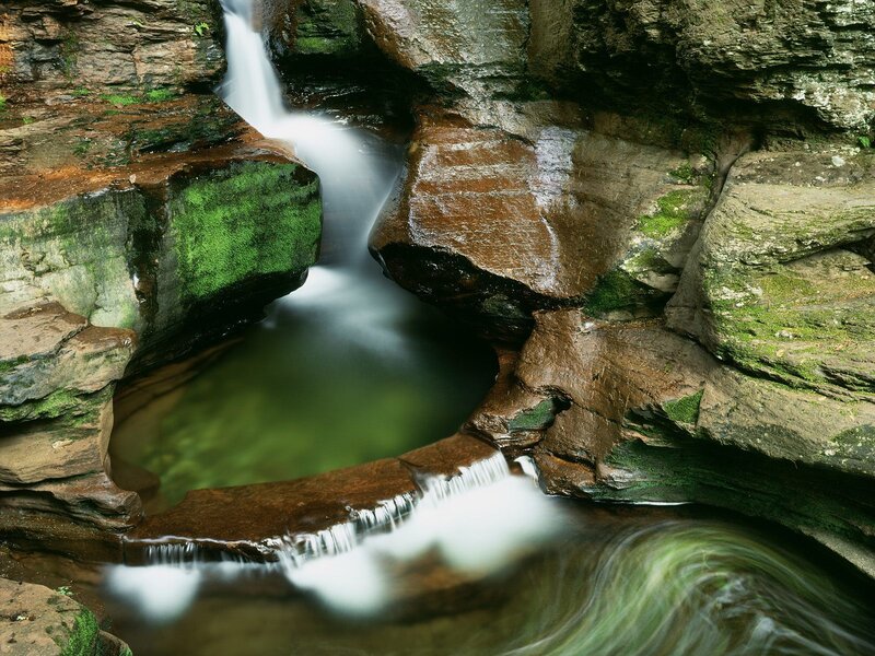 Waterfall in a rocky canyon
