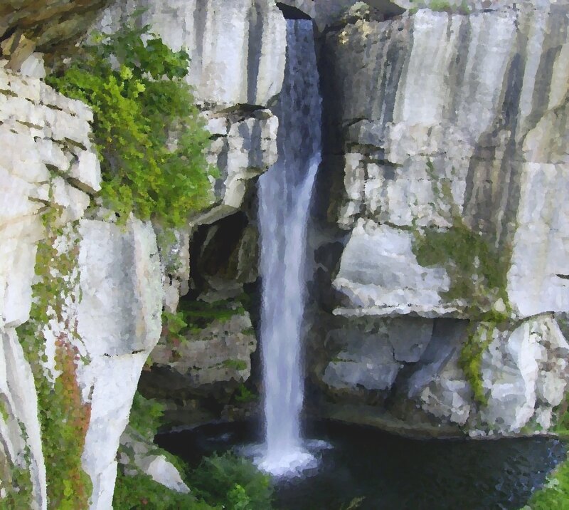 Waterfall in a rocky canyon