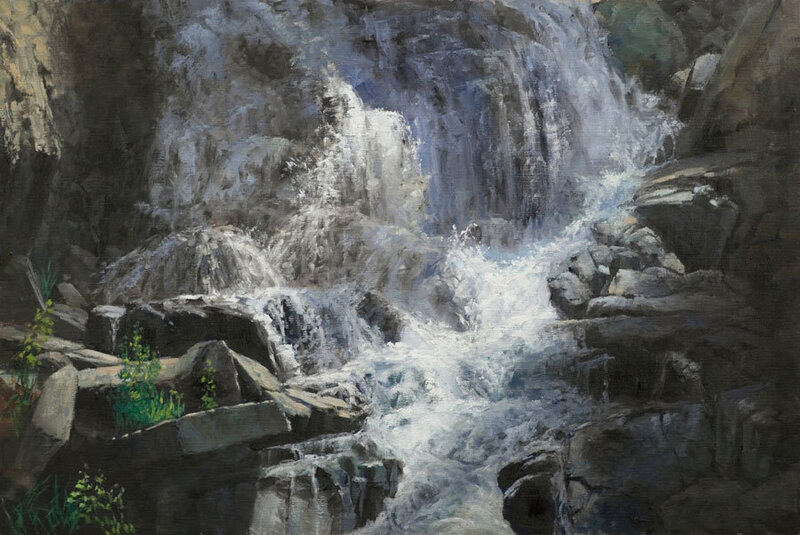 Waterfall in a rocky canyon