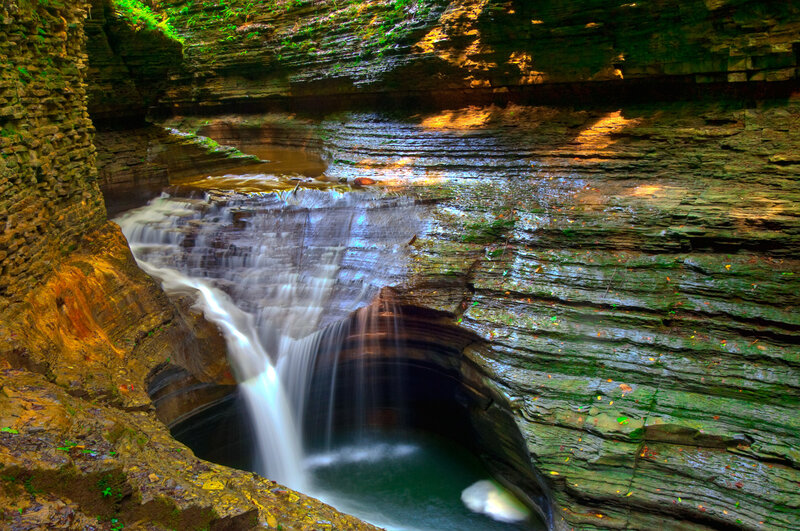 Waterfall in a rocky canyon