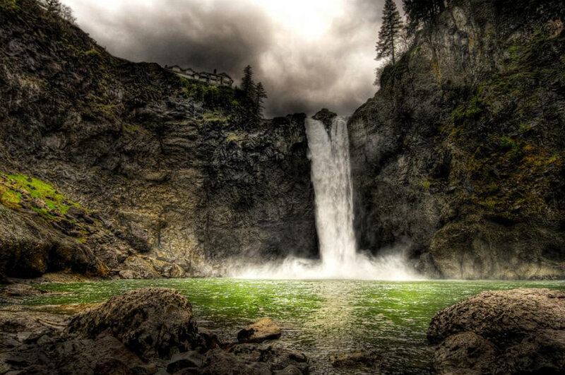 Waterfall in a rocky canyon