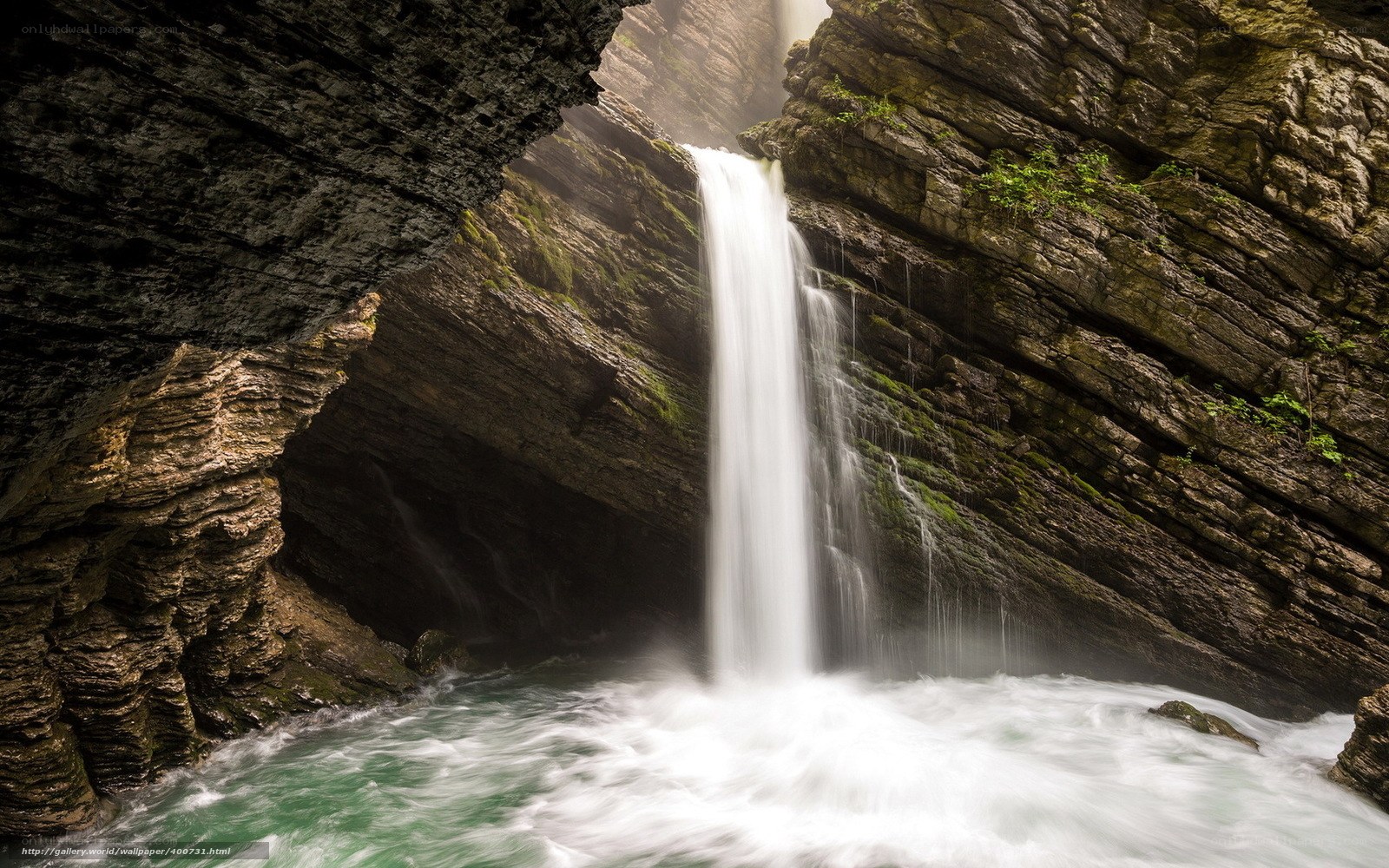 Waterfall in a rocky canyon