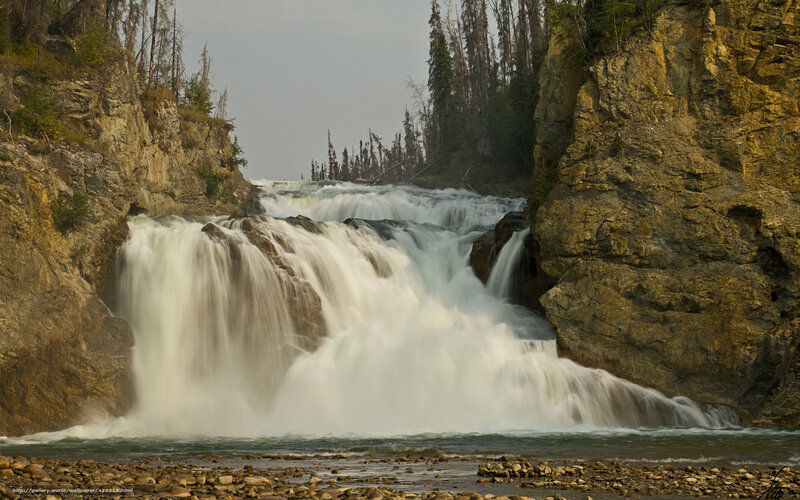 Waterfall in a rocky canyon