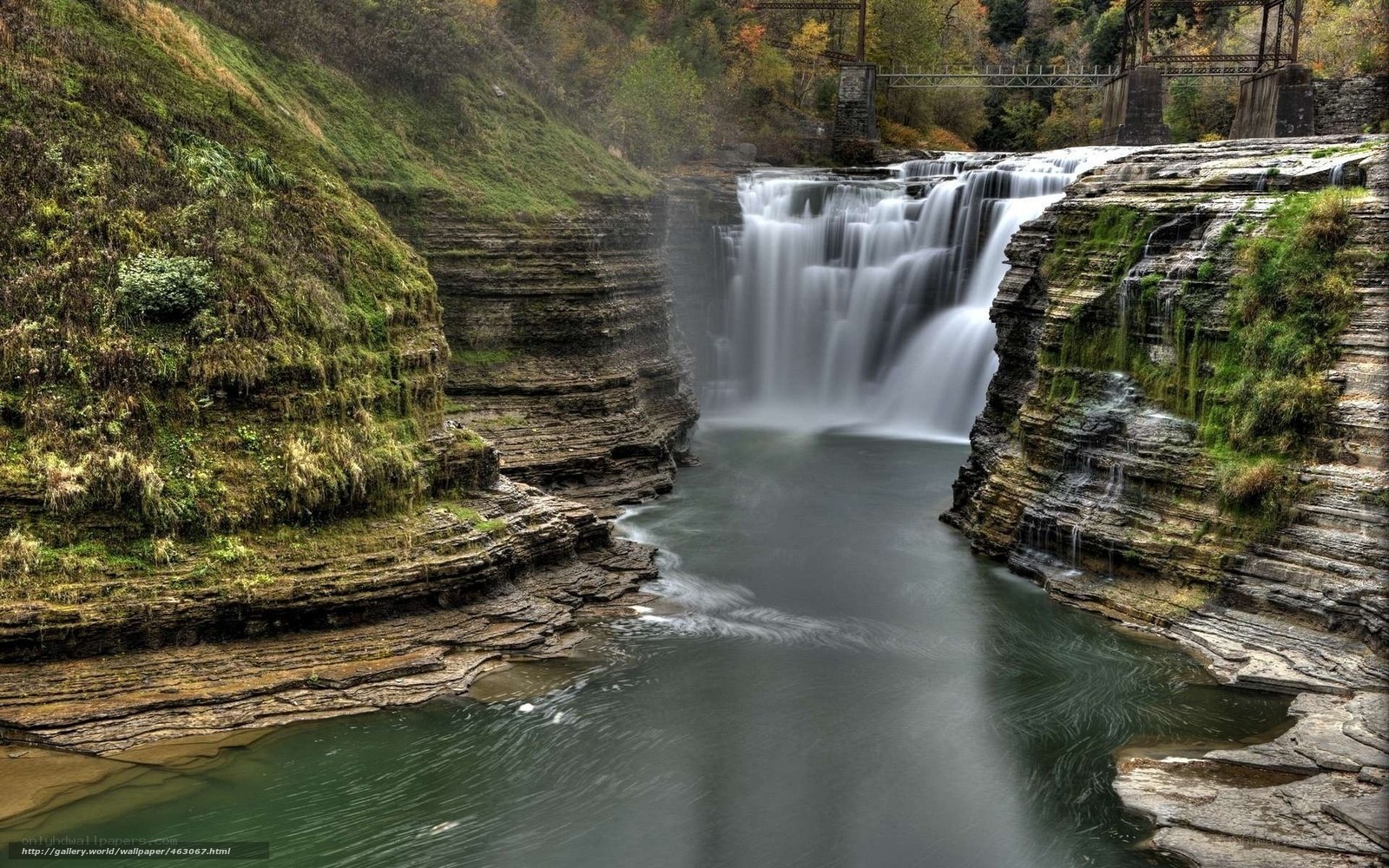 Waterfall in a rocky canyon
