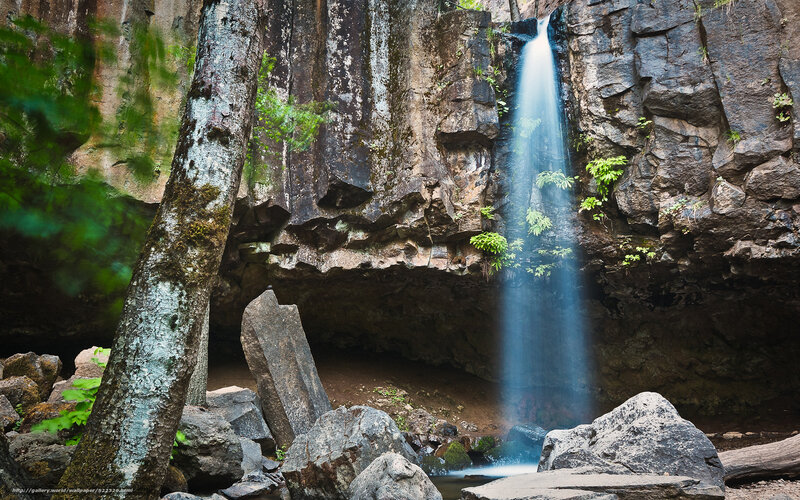 Waterfall in a rocky canyon