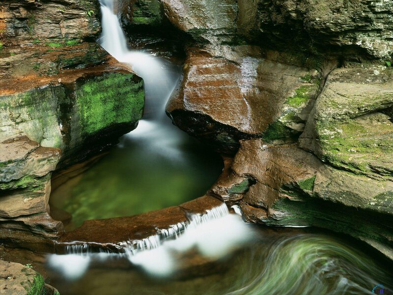 Waterfall in a rocky canyon