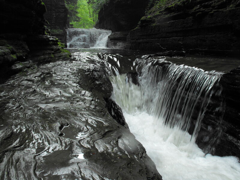 Waterfall in a rocky canyon