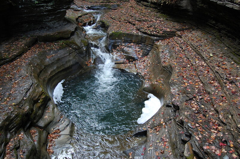 Waterfall in a rocky canyon