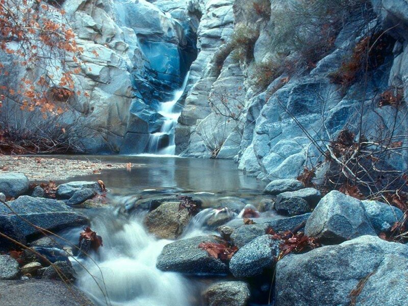 Waterfall in a rocky canyon