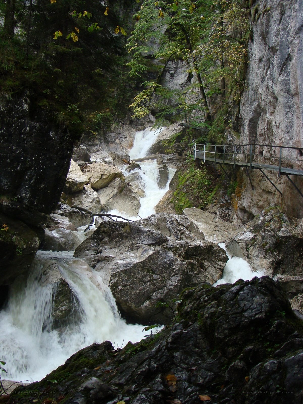 Waterfall in a rocky canyon