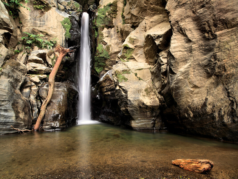 Waterfall in a rocky canyon