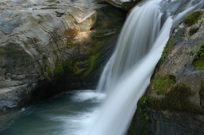 Waterfall in a rocky canyon