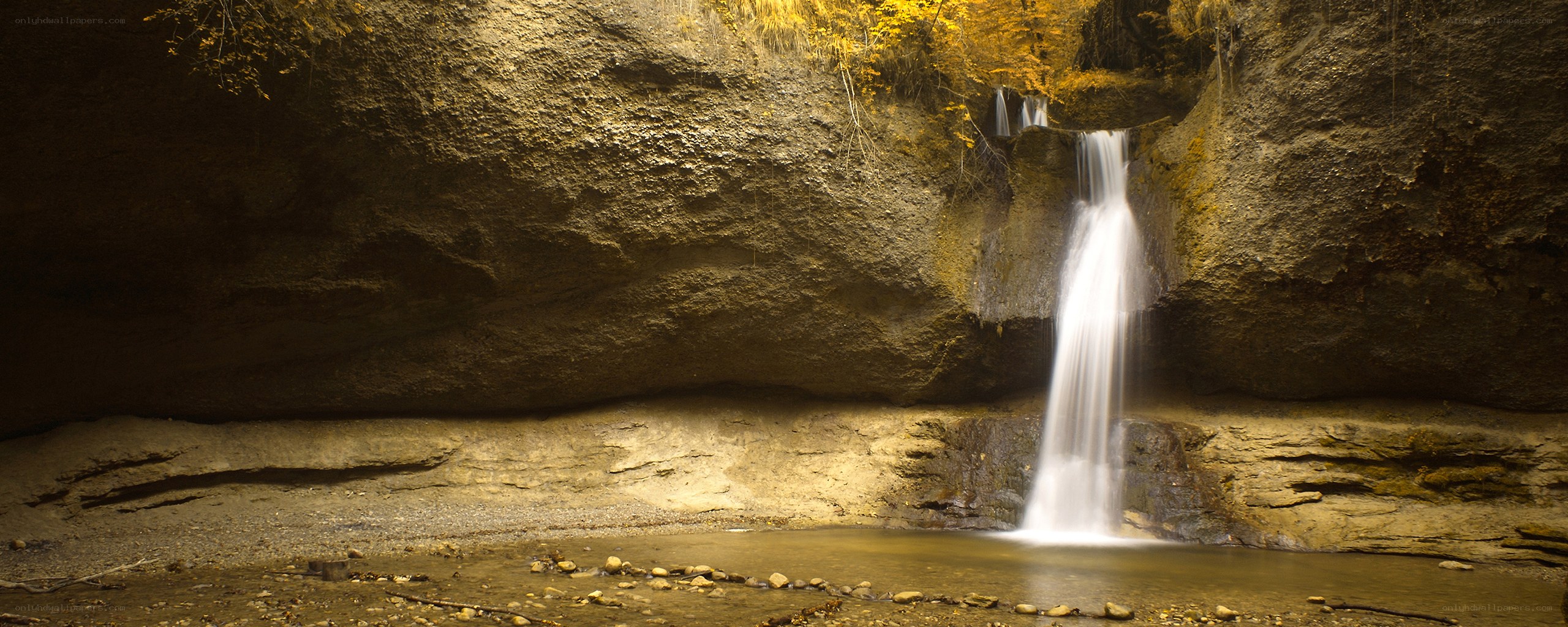 Waterfall in a rocky canyon